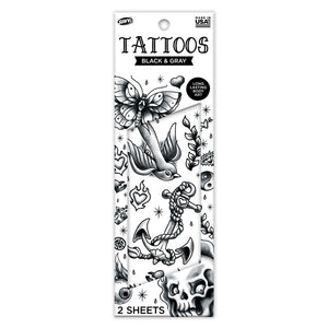 Black and Gray Temporary Temporary Tattoos