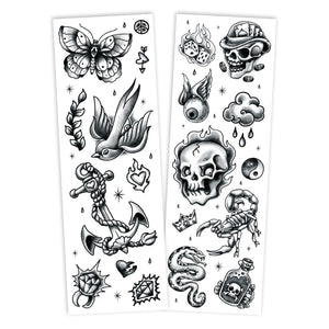 Black and Gray Temporary Temporary Tattoos