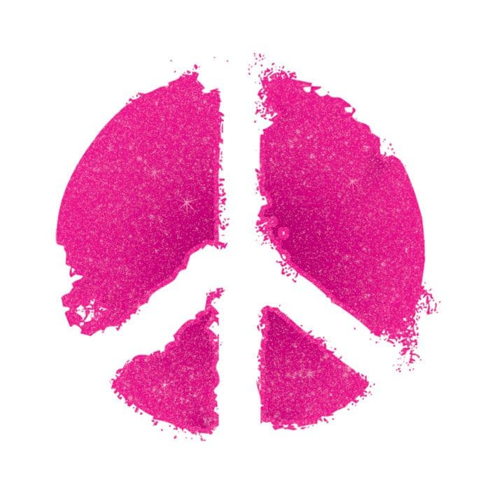Pink Peace Sign Temporary Tattoo