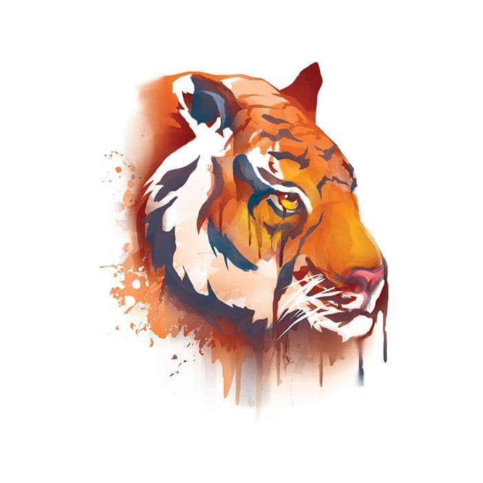 Watercolor Tiger Temporary Tattoo