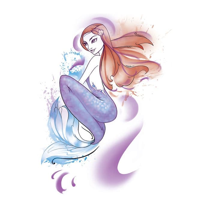 Watercolor Mermaid Temporary Tattoo