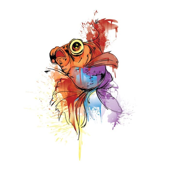 Watercolor Goldfish Temporary Tattoo
