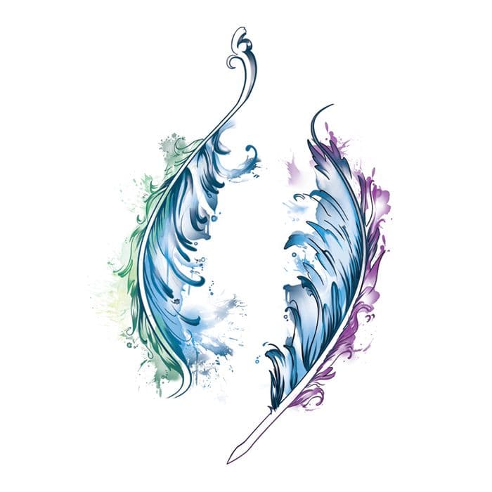Watercolor Feathers Temporary Tattoo