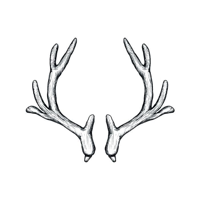 Black and White Antlers Temporary Tattoo