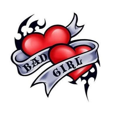 Bad Girl with Hearts Temporary Tattoo