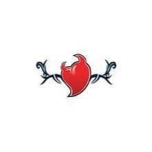 Barbed Heart with Devil Horns Halloween Temporary Tattoo