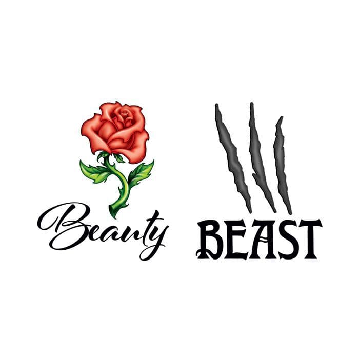 Beauty and Beast Couples Temporary Tattoo