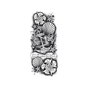 Black and White Anchor Sleeve Temporary Tattoo