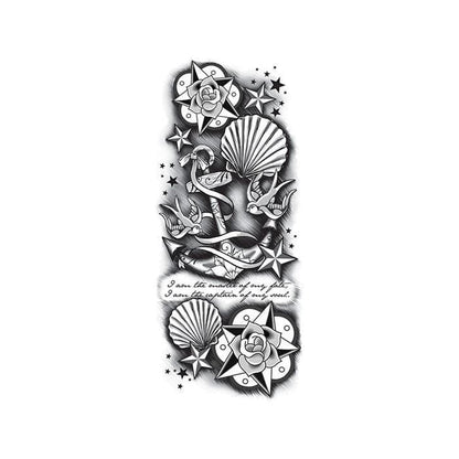 Black and White Anchor Sleeve Temporary Tattoo