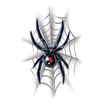 Black Widow with Web Temporary Tattoo