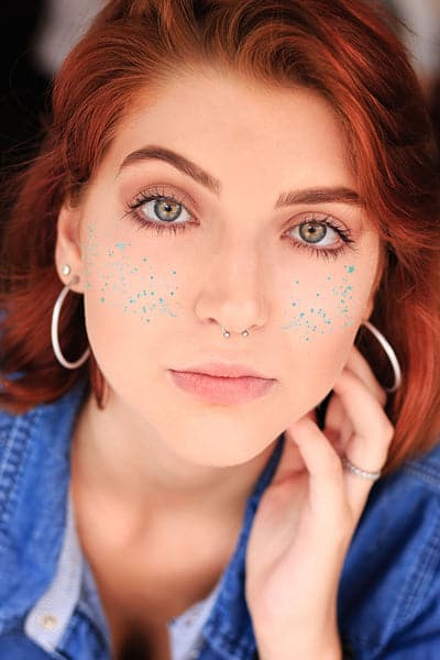 blue flashy freckles temporary tattoo