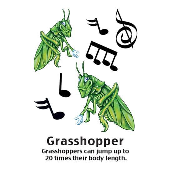 Cartoon Grasshopper Temporary Tattoo