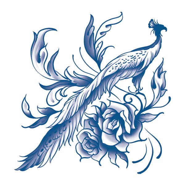 Classic Blue Peacock Temporary Tattoo