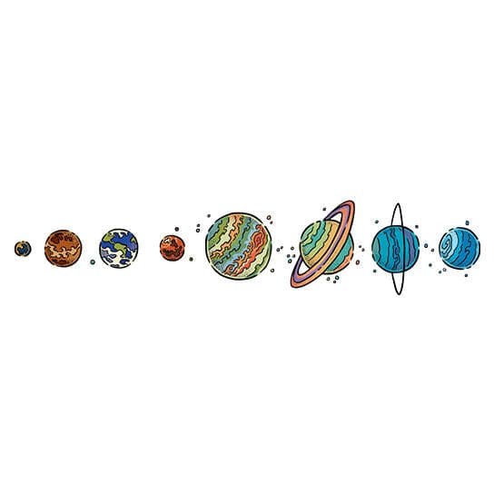 Colorful Planets Temporary Tattoo