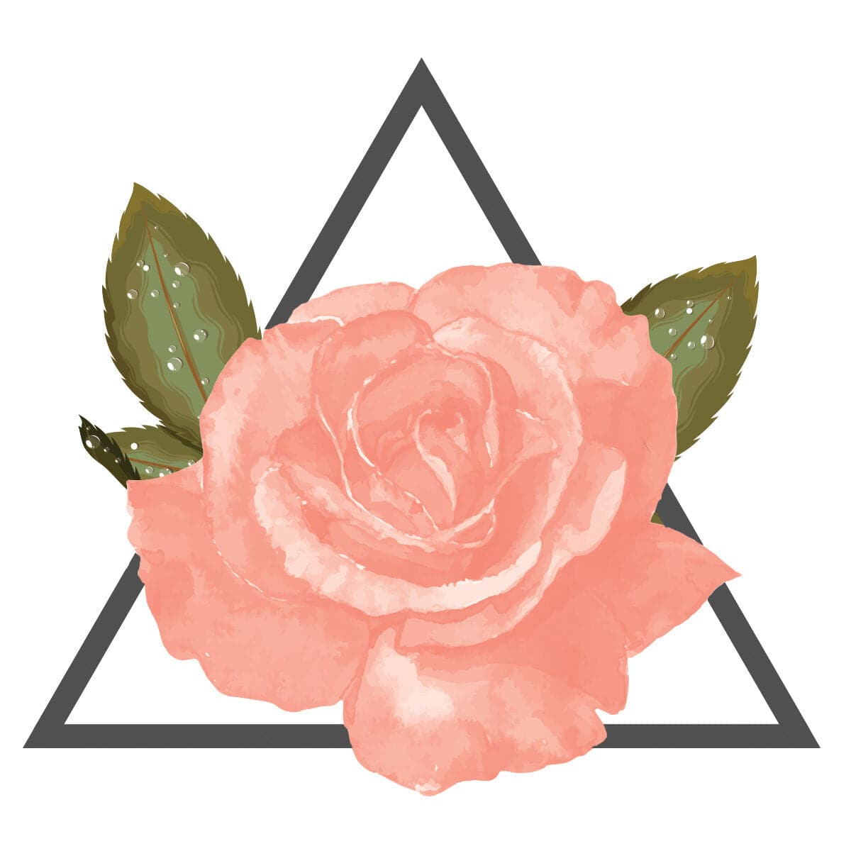 Coral Rose With Triangle Temporary Tattoo