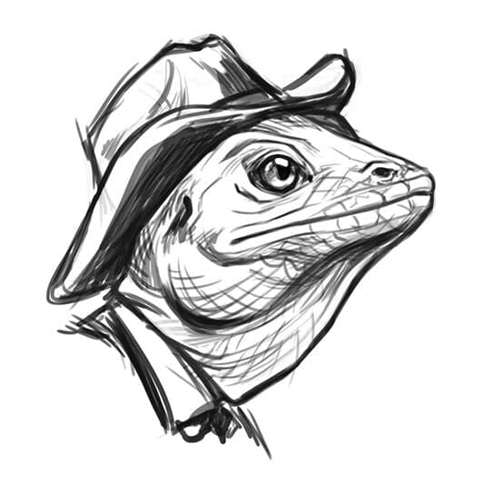 Cowboy Lizard Black Temporary Tattoo