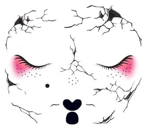 Broken Doll Face Costume Temporary Tattoo