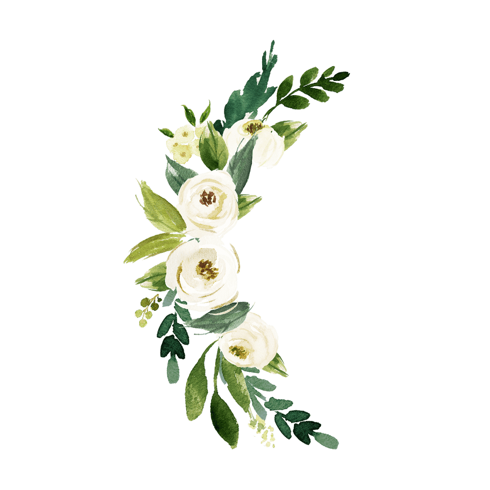 Crescent Watercolor Flowers Temporary Tattoo