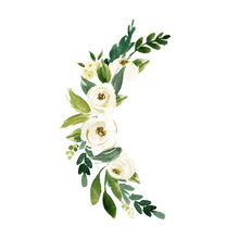Crescent Watercolor Flowers Temporary Tattoo