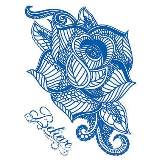Delft Blue Rose Temporary Tattoo