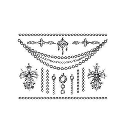 Detailed Crosses Temporary Tattoo Jewelry Set