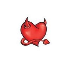 Devil Horned Heart Temporary Tattoo