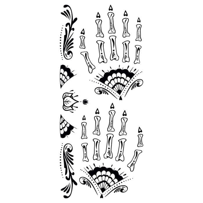 Day of the Dead Black and White Temporary Tattoo