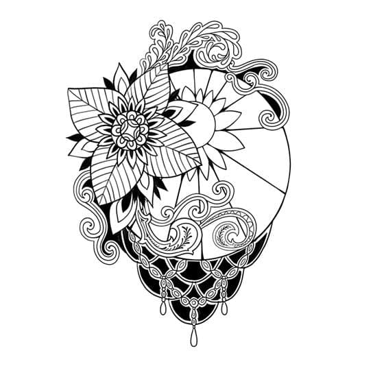 Elegant Black Flower Temporary Tattoo