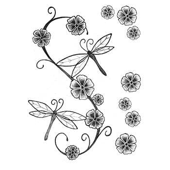 Fashion: Soft Dragonfly and Flowers Temporary Tattoos