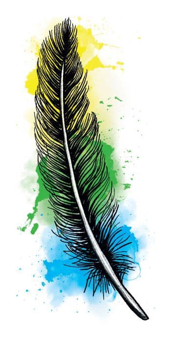 Watercolor Feather Temporary Tattoo
