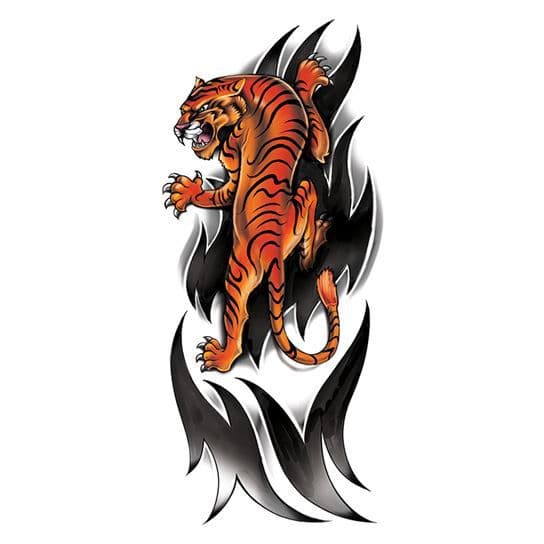 Ferocious Colored Tiger Temporary Tattoo
