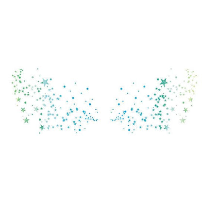 Metallic Flashy Freckles Face Temporary Tattoo- Blue & Green Stars
