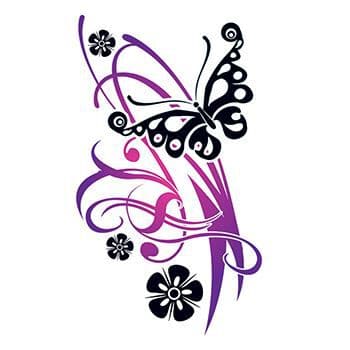 Flirty Butterfly with Flowers Temporary Tattoo