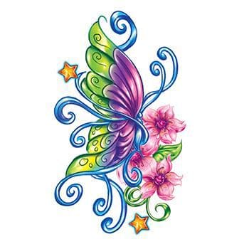 Flirty Butterfly with Stars Temporary Tattoo