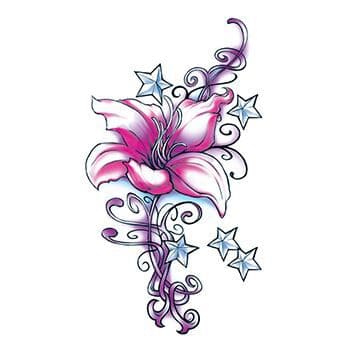 Flirty Flower with Stars Temporary Tattoo