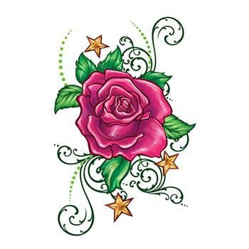 Flirty Rose with Stars Temporary Tattoo
