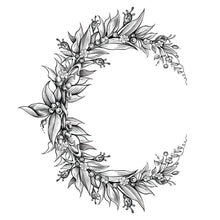 Flower Crescent Moon Temporary Tattoo
