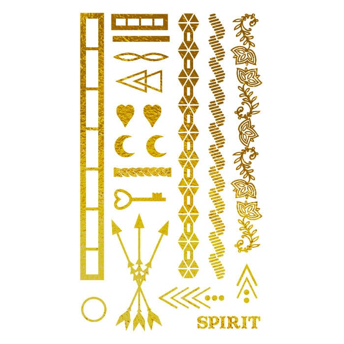 Metallic Gold Festival Collection Temporary Tattoos