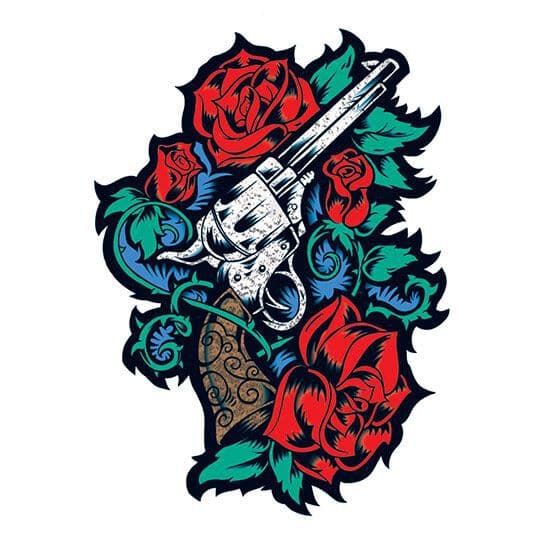 Metallic Revolver Temporary Tattoo