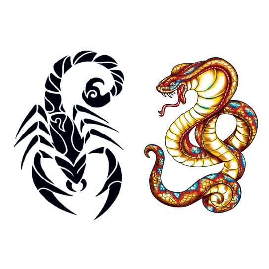Glow in the Dark Cobra and Scorpion Temporary Tattoos