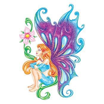Glitter Blue and Purple Fairy Temporary Tattoo