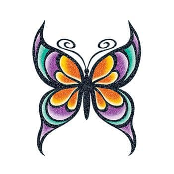 Glitter Colorful Butterfly Temporary Tattoo