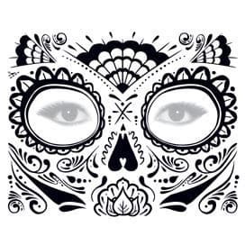 Glitter Day of the Dead Face Temporary Tattoo