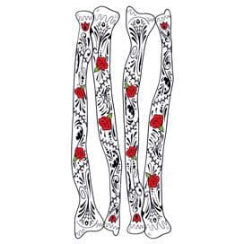 Glitter Day of the Dead Red Rose Arms Temporary Tattoo