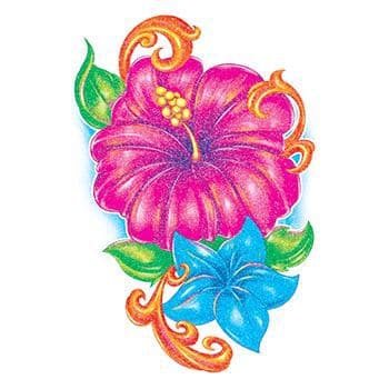 Glitter Pink Flower Temporary Tattoo