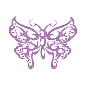 Glitter Purple Tribal Butterfly Temporary Tattoo