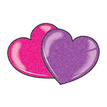 Glitter Red and Purple Hearts Temporary Tattoo