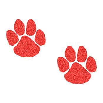 Glitter Red Paw Prints Temporary Tattoos