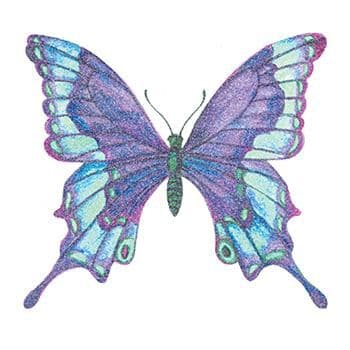 Glitter Shades of Blue Butterfly Temporary Tattoo