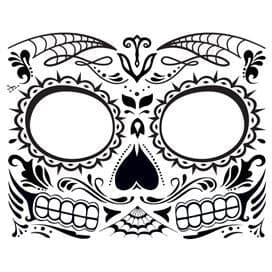 Glow in the Dark Day of the Dead Face Temporary Tattoo